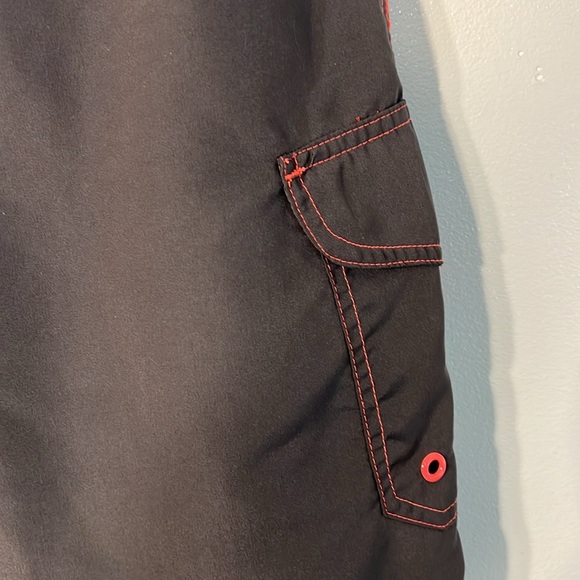 Liquid Wave Swim Trunks in Gray & neon Orange Men’s Sz Lg. w/draw string. - Picture 2 of 10